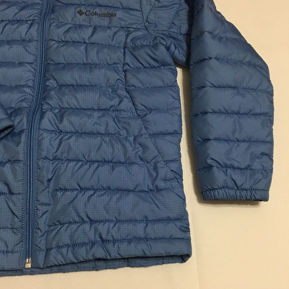 Columbia Puffer Jacket Kids Size S Blue Hooded Quilted Full Zip